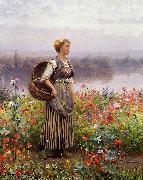 Daniel Ridgeway Knight The flower girl oil painting reproduction